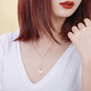 Personalized Sideways Initial Necklace in Rose Gold