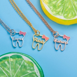 Personalized Name Tooth Necklace Dental Gift