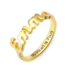 Personalized Dainty Name Birthstone Ring