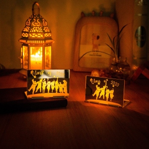 Personalized Silhouettes of Girls & Boys Candle Holder with Flameless Candle Graduation Gift