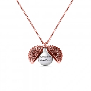 Personalized Sunflower Locket Necklace