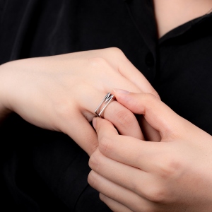 Personalized Large Initial Stackable Ring Silver