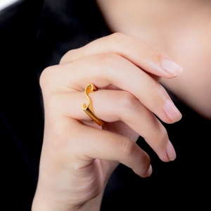 Personalized Large Initial Stackable Ring Gold