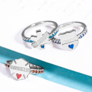Personalized Badge Ring for Firefighter Police Medical Staff