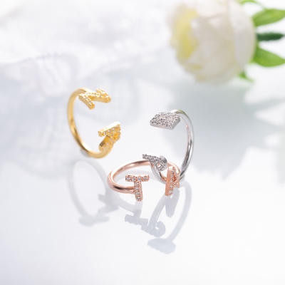 Personalized Initial Cuff Ring