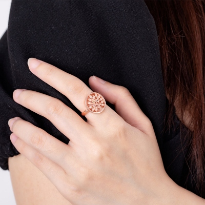 Personalized Family Tree Birthstone Ring in Rose Gold