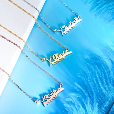 Personalized Hairdresser Birthstone Name Necklace