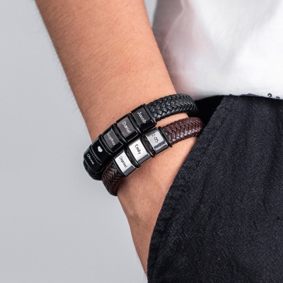 Personalisiertes Perlenweblederarmband für Mann