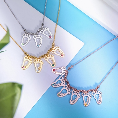 Personalized 1-6 Hollow Foot Name Necklace
