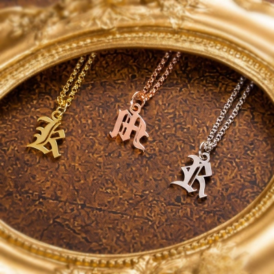 Personalized Gothic Initial Necklace for Woman