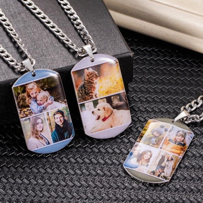 Gepersonaliseerde 1-4 foto's Dog Tag ketting
