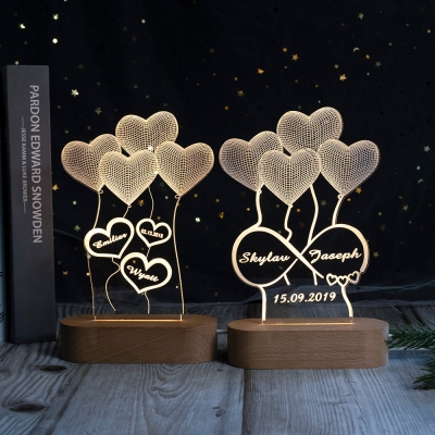 Personalized 3D Illusion Lamp Gift for Her Anniversary Gift