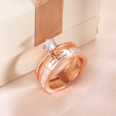 Personalized Double Layer Birthstone Ring