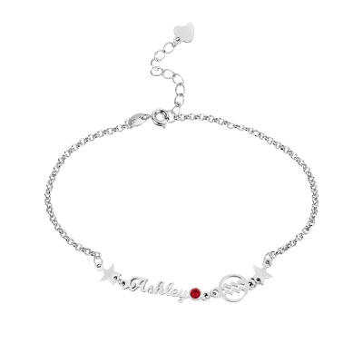 Personalzied Constellation Name Bracelet with Birthstone