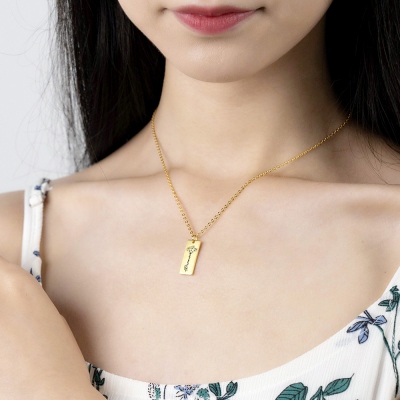Personalized Birth Flower Name Necklace