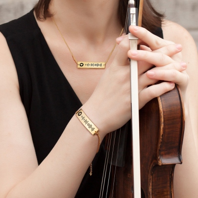 Personalized Scannable Spotify Code Song Keychain/Bracelet/Necklace in Gold