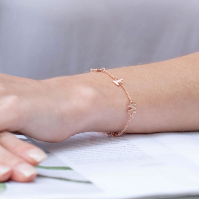 Personalized Sterling Silver Initial/Name Bracelet in Rose Gold