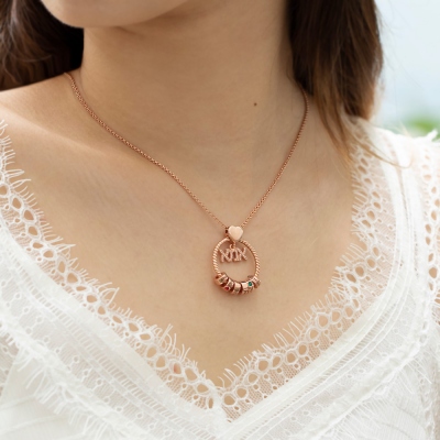 Personalized Name and Birthstone Family Necklace for Mother in Rose Gold