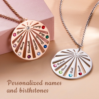 Personalized Circle Family Necklace with Birthstone