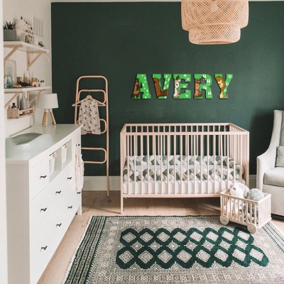 Personalized Wooden Name Sign with Animals for Nursery