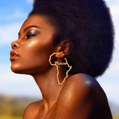 Personalized Africa Map Hoop Earrings