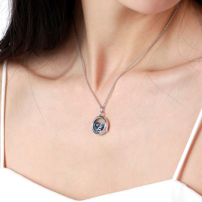 Customized Natural Gem Box and Letter Necklace for Her