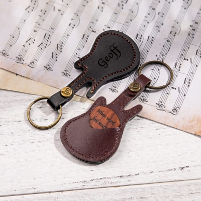 Personalized Wood Guitar Pick with Guitar Shaped Case