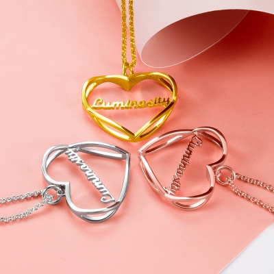 Personalized Heart Shape Infinity Necklace