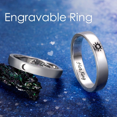 Personalized Sun and Moon Couple Rings Valentine Gift
