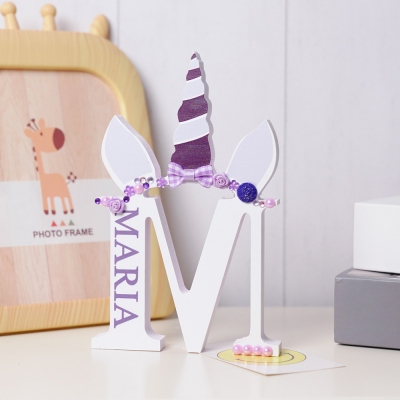Personalized Wooden Unicorn Style Letter