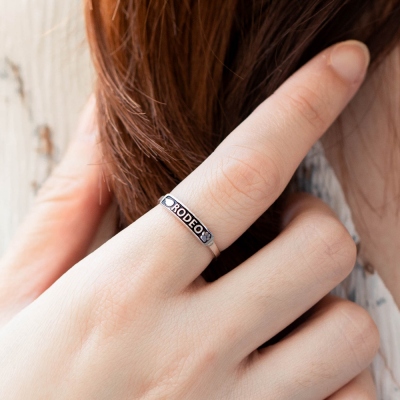Personalized Pet Memorial Ring Paw Print Ring