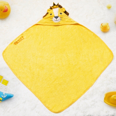 Serviette à Capuche Animal de Bande Dessinée avec Nom Personnalisé pour Enfants