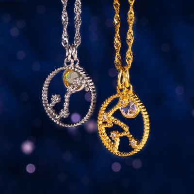 Personalisierte Birthstone Zodiac Halskette Geburtstagsgeschenk