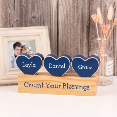 Personalized Name Heart Shaped Home Decor Gift for Family