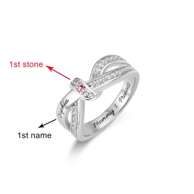 Family Jewelry Personalized 1-8 Birthstone and Name Ring