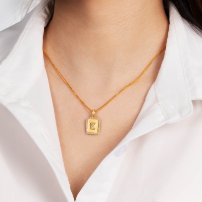 Personalized Golden Octagon Initial Necklace