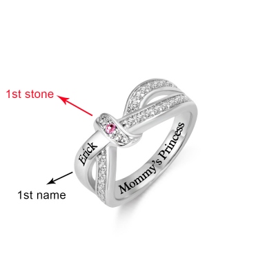 Personalized Family Birthstone and Name Ring