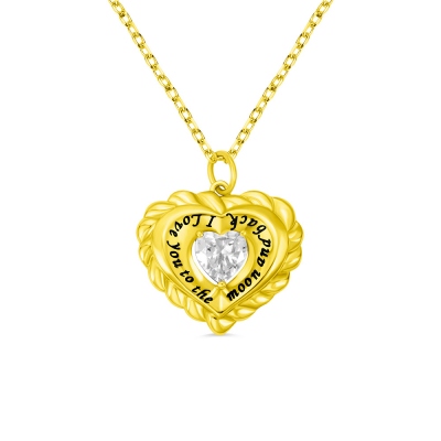 Heart-shaped Birthstone Necklace with Custom Engraving