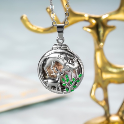 Personalized Photo Elk Necklace with Engraving