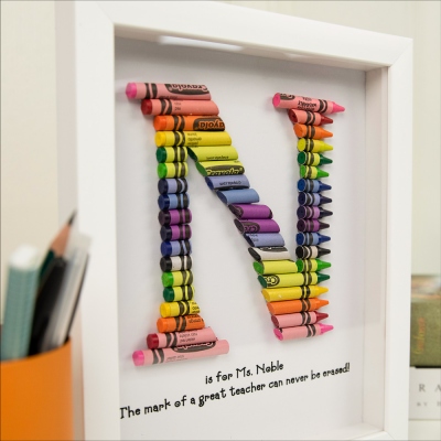 Personalized Rainbow Crayon Letter with Frame Gift For Teachers