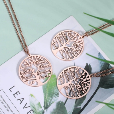 Collier Arbre de Vie-1 à 9 Prénoms-Argent
