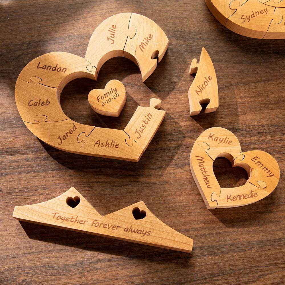 Benutzerdefinierte Familie Puzzle 1 bis 12 Stück mit Namen ein Herz sein