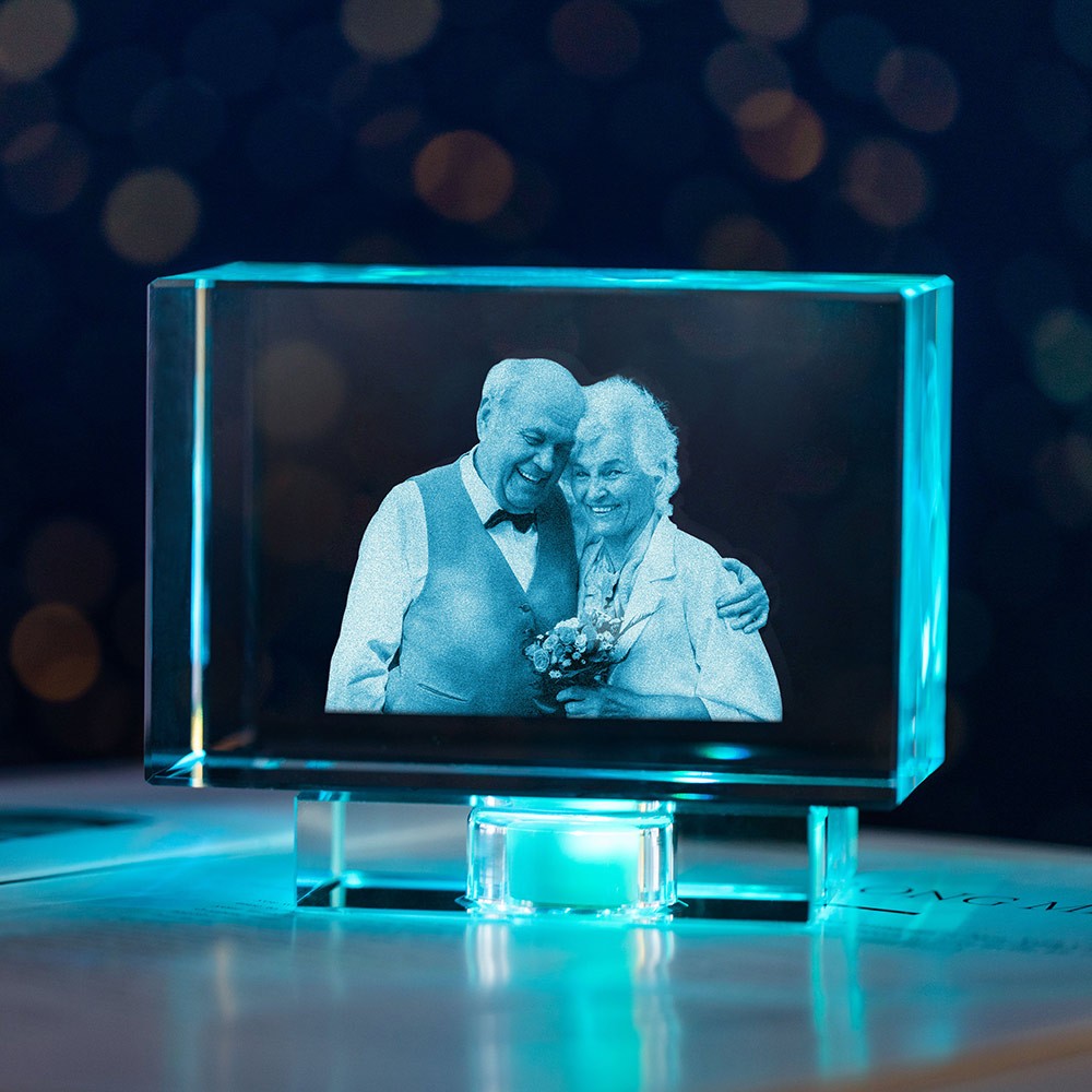 Golden Anniversary 3D Crystal Photo Engraved Gift