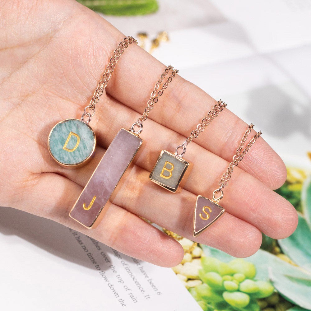 Customized Initials on A Stone Necklace