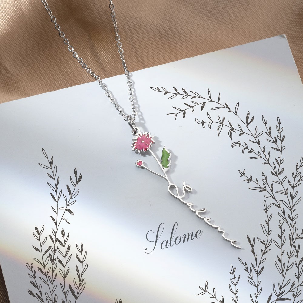 Geburtsmonat Blume Name Halskette