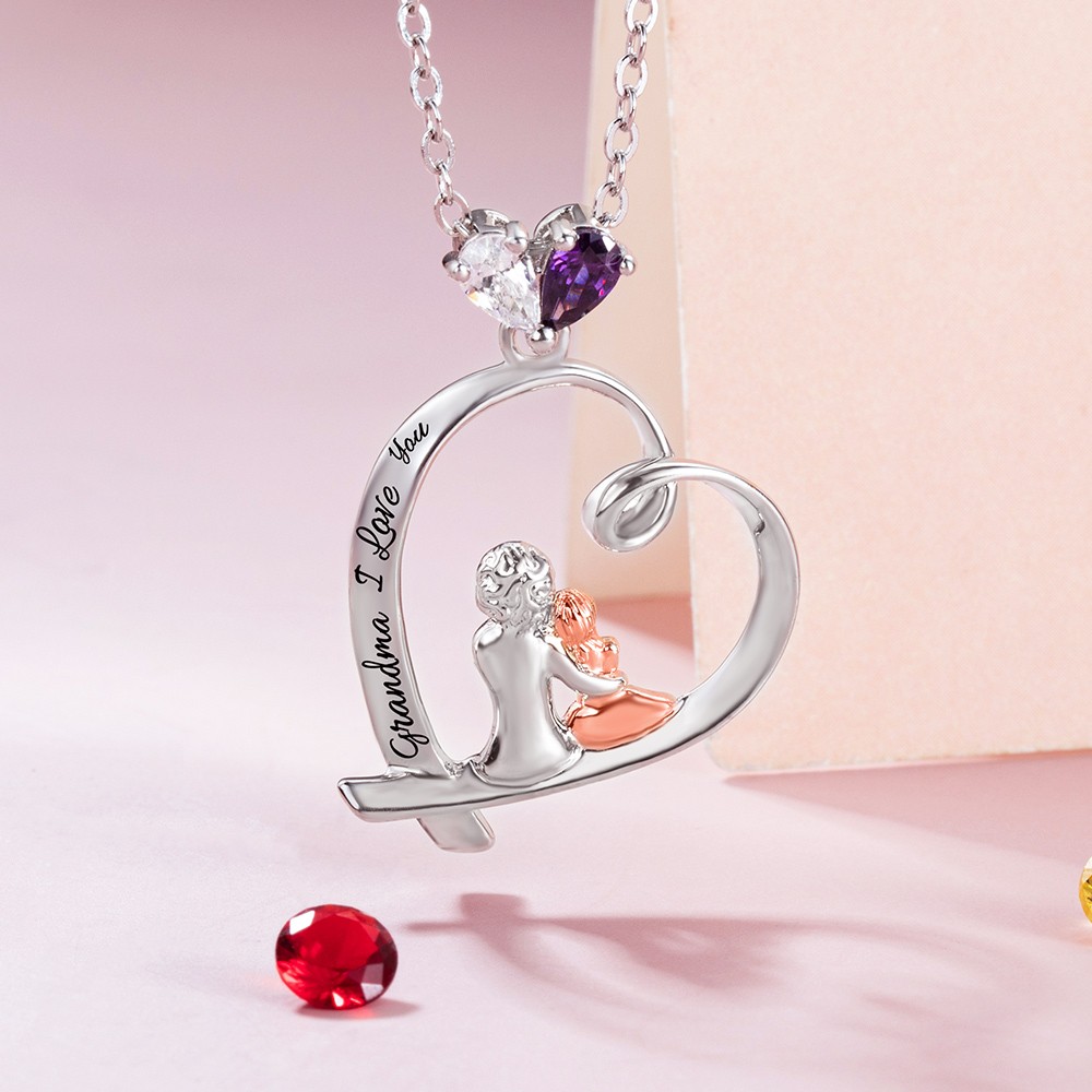 mother necklace with daughter.