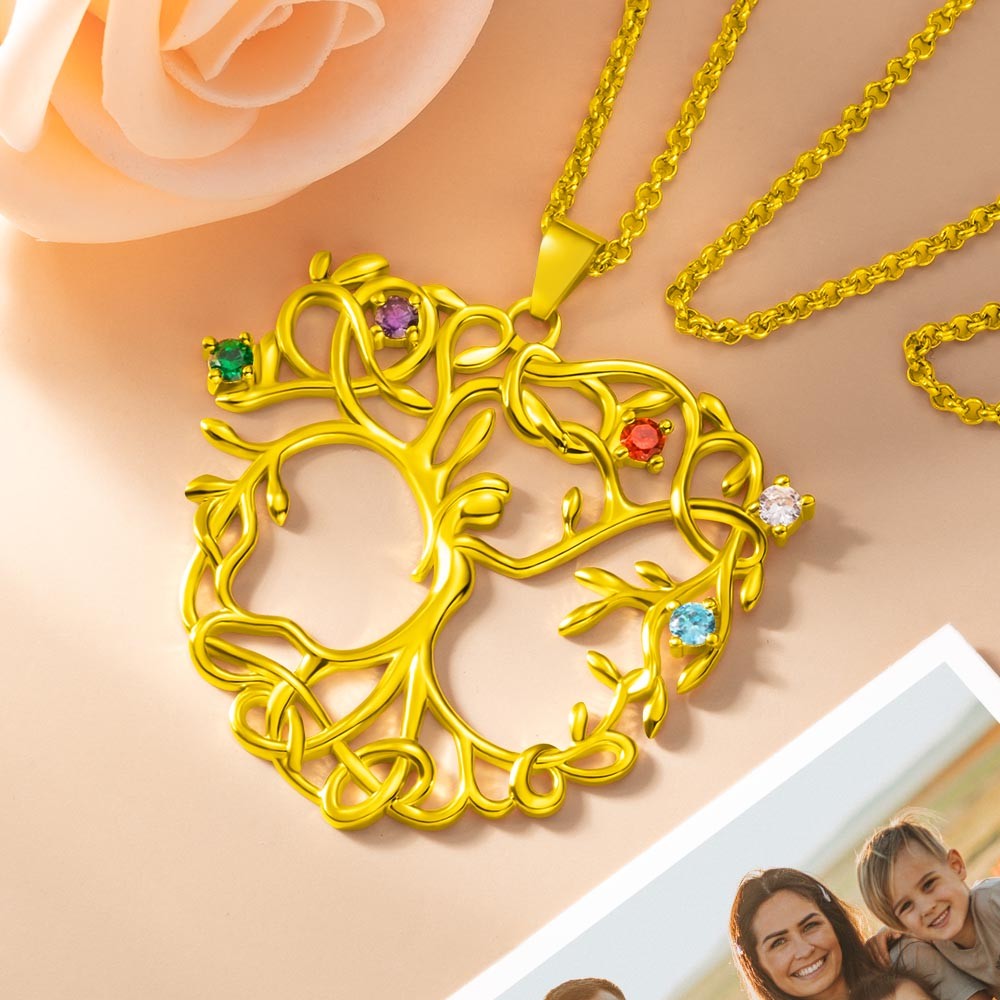 mother's necklace with birthstones