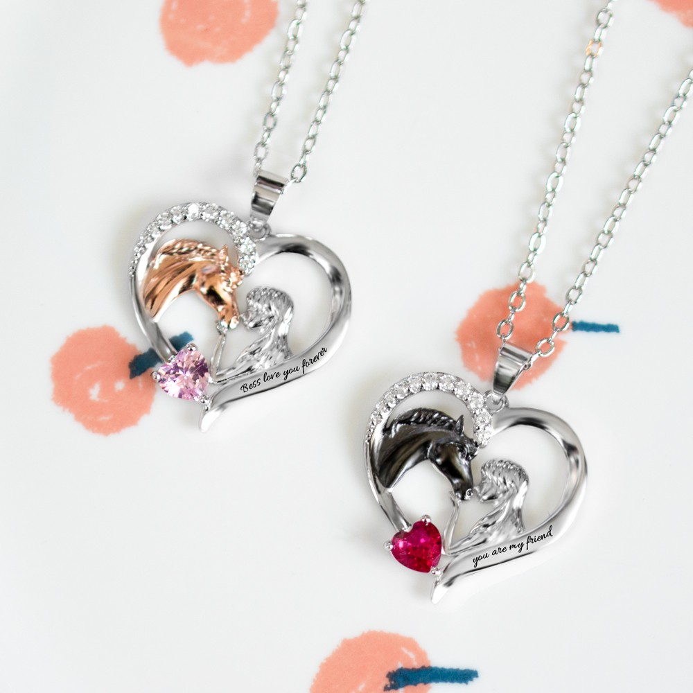 sterling silver horse necklace with girl