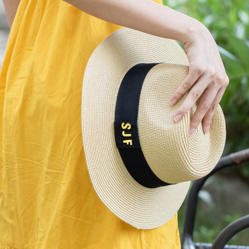 Set of 2 Custom Initial Leather Magnetic Hat Clips for Travel with Initials Panama Hat Option, Luggage Hat Clip, Gift for Travel Enthusiast