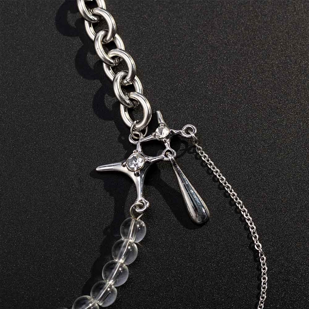 Gothic Style Choker, Multi-layer Streetwear Punk Necklace, Dark Style Lollita Choker, Silver Crystal Punk Jewelry for Women Teen Girls